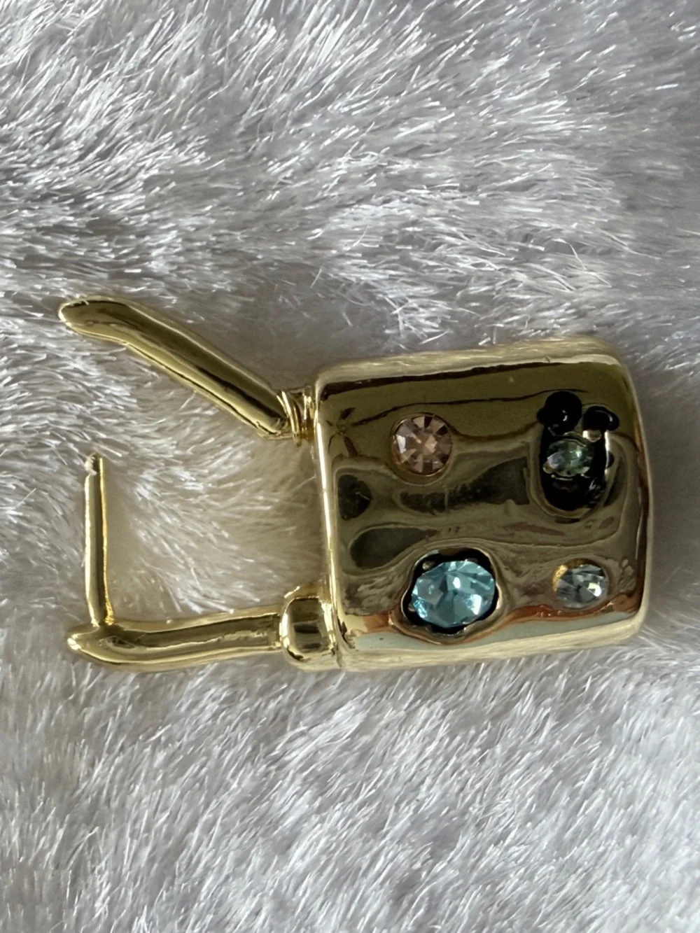 COACH Signature Gem Multicolor Crystal Padlock Hoop Earrings in Gold Tone - Picture 6 of 7